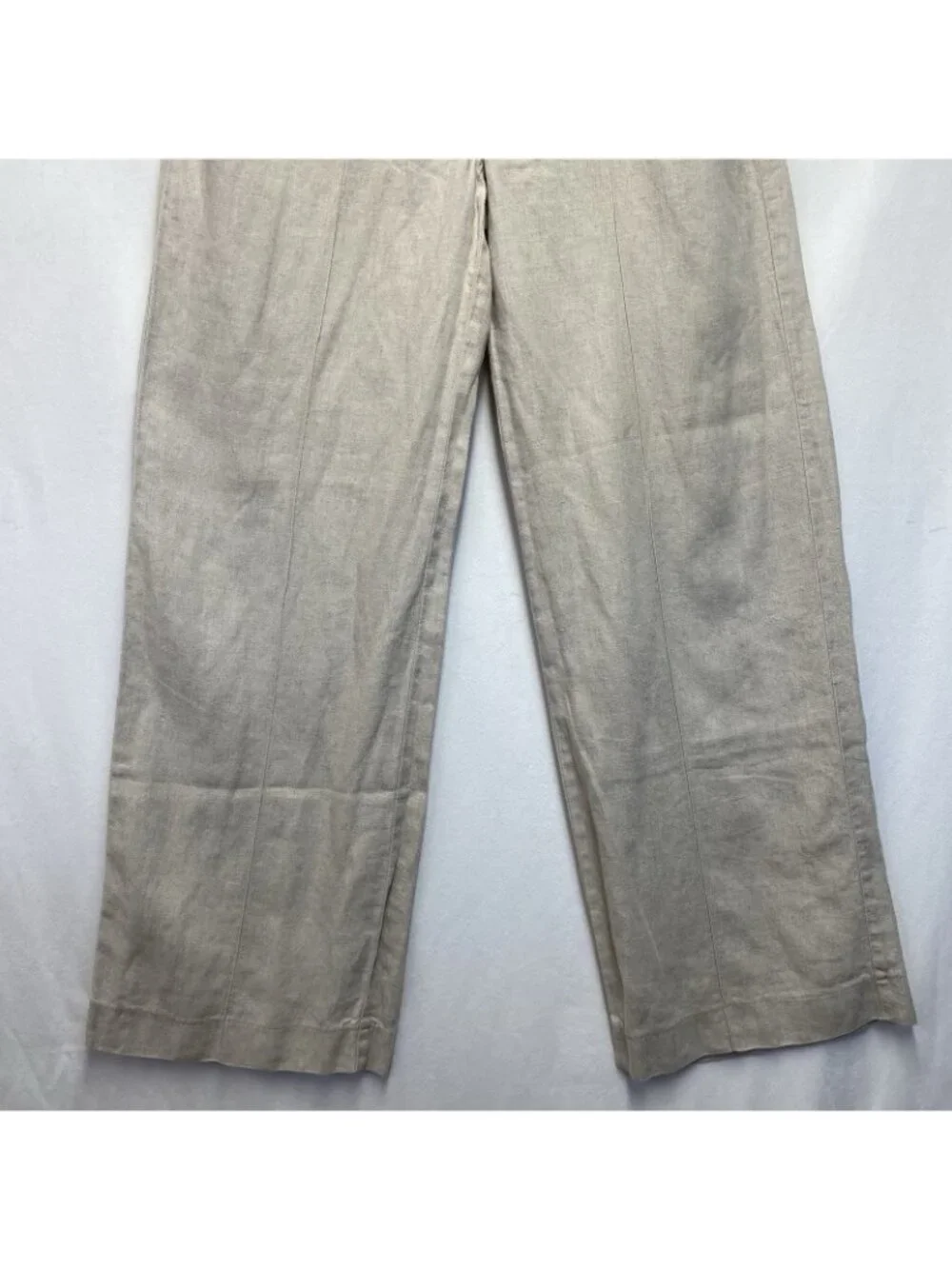 H&M Linen Blend High-Waited Wide Leg Trouser Pants Women Size 4 Light Beige